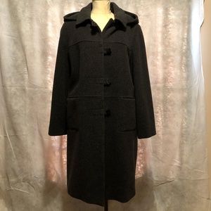 J.G. Hook Gray 100% Wool Winter Coat with Hood 12P